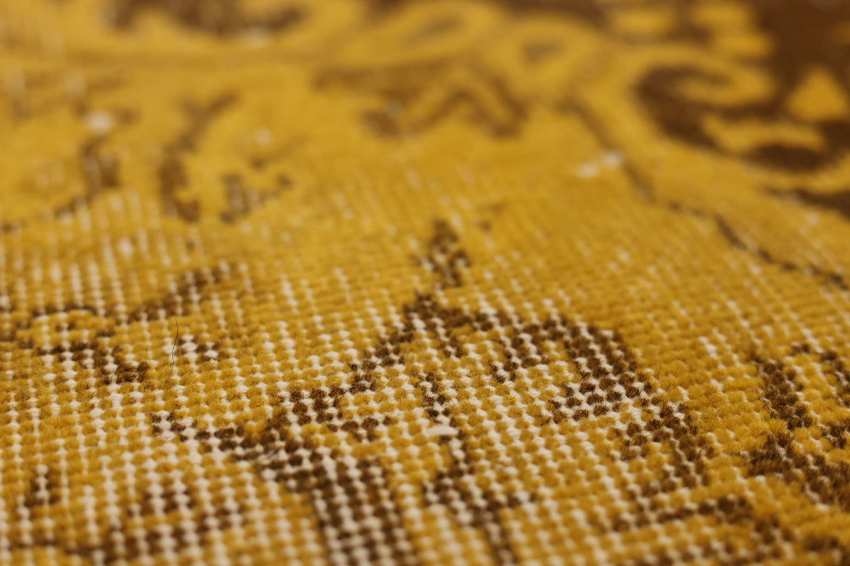 Vintage Isparta Turkish Area Rug 5x9 ft — Yellow & Brown Floral