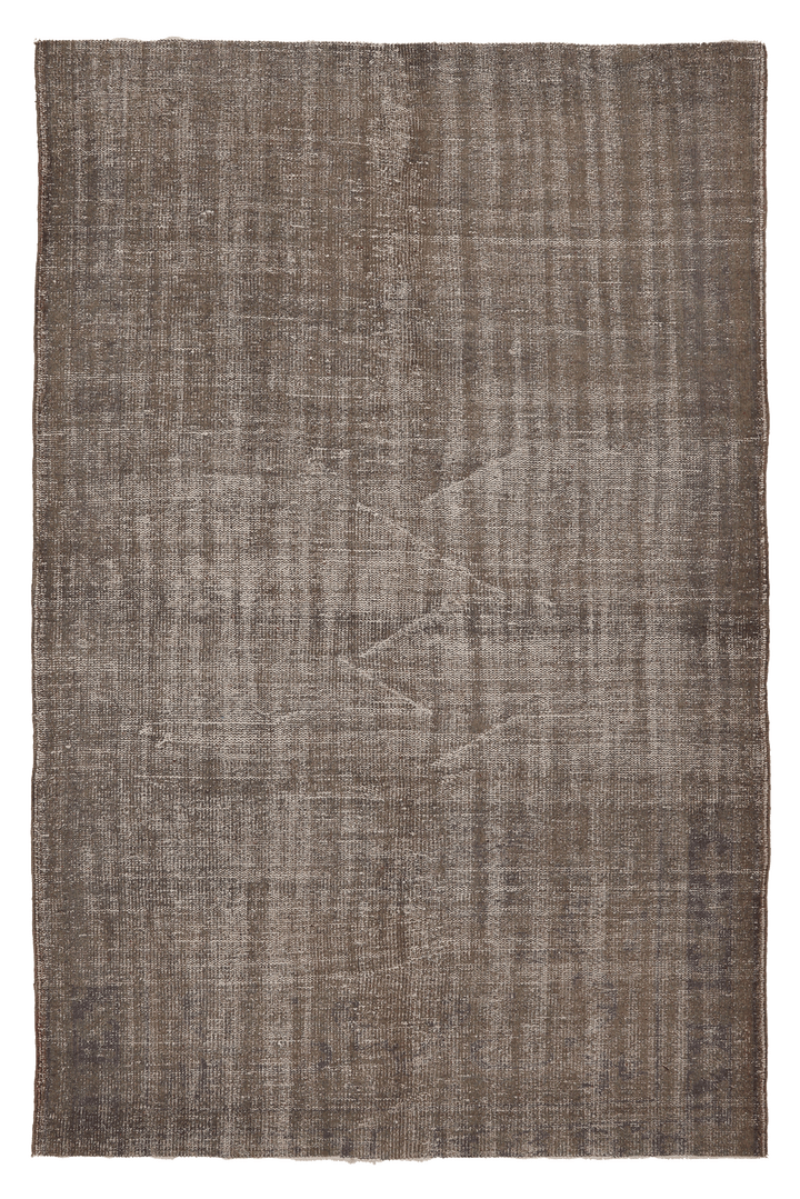 Vintage Manisa Turkish Area Rug 6x9 ft — Gray & Brown Overdyed