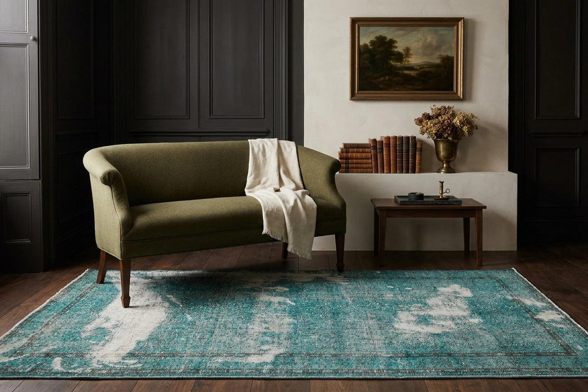 Turkish Area Rug in a styled room
