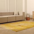 Vintage Manisa Turkish Area Rug 5x8 ft — Yellow & Brown Distressed