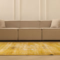 Vintage Manisa Turkish Area Rug 5x8 ft — Yellow & Brown Distressed