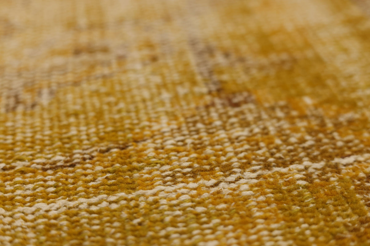 Vintage Manisa Turkish Area Rug 5x8 ft — Yellow & Brown Distressed