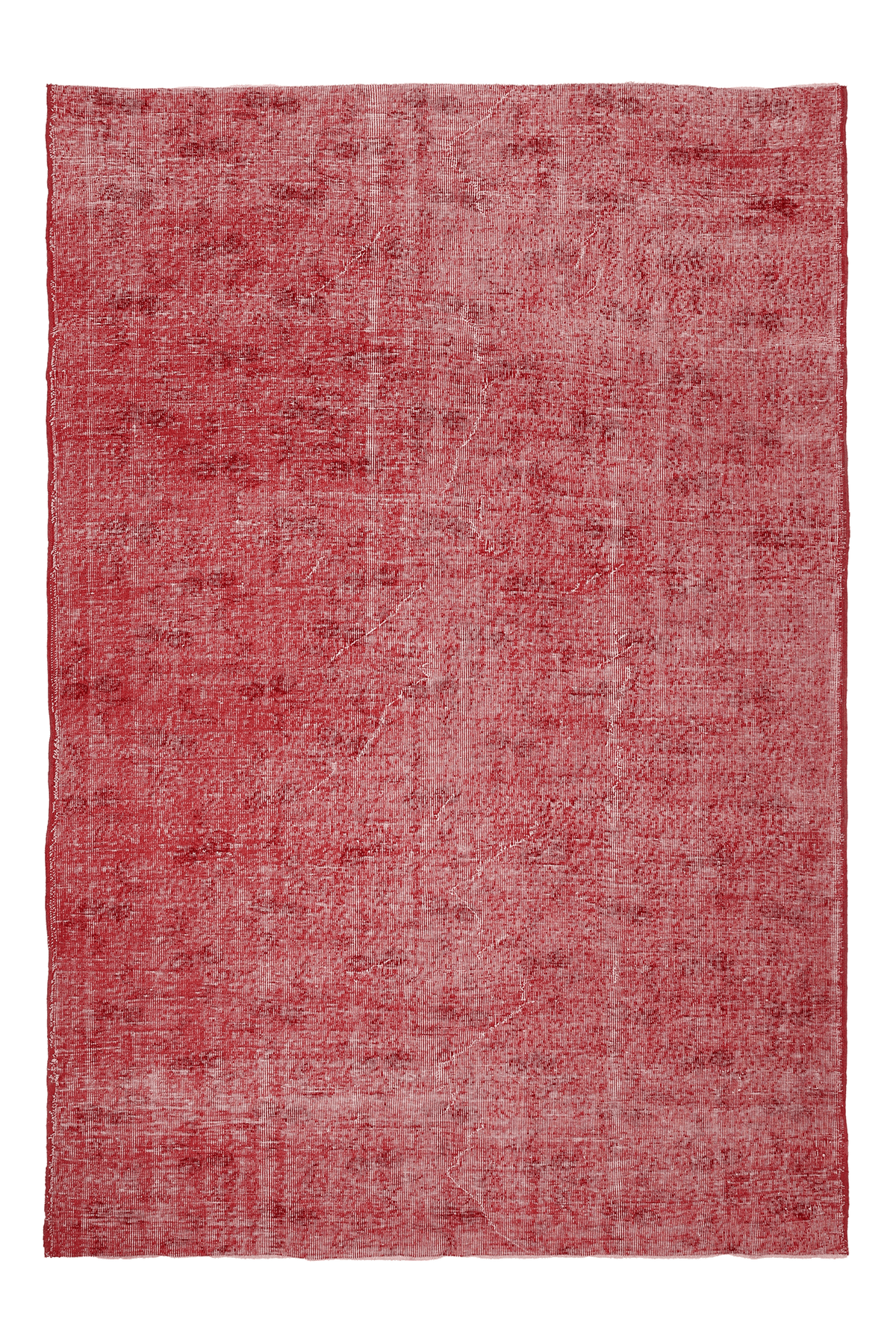 Vintage Isparta Turkish Area Rug 6x9 ft — Red Overdyed (No. 39560)