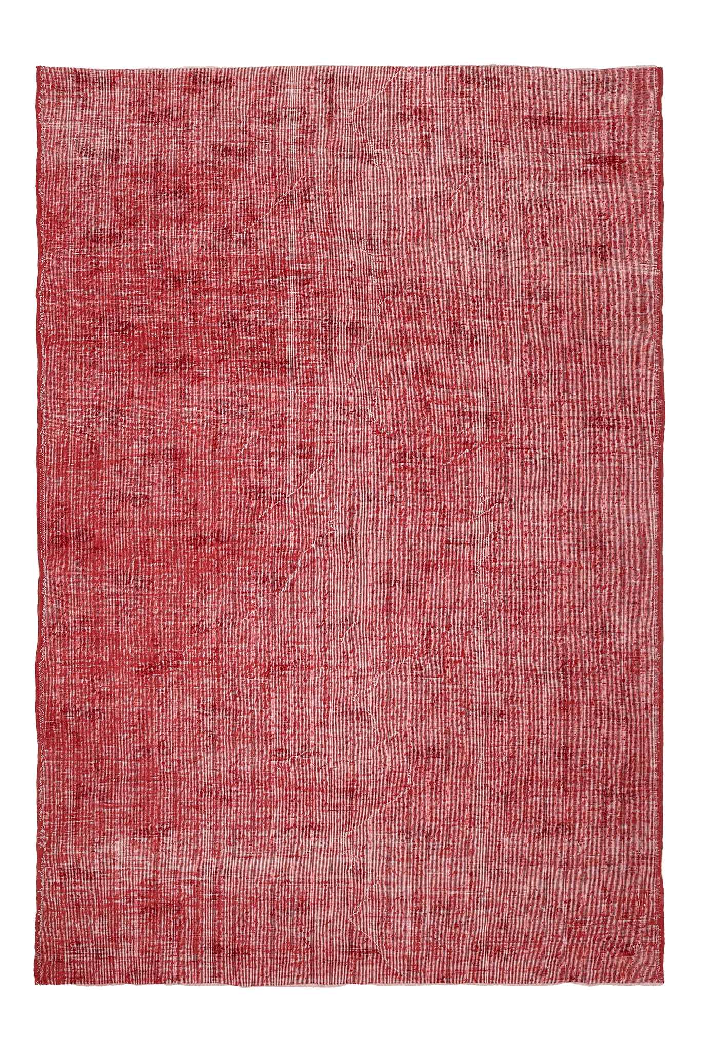 Vintage Isparta Turkish Area Rug 6x9 ft — Red Overdyed (No. 39560)
