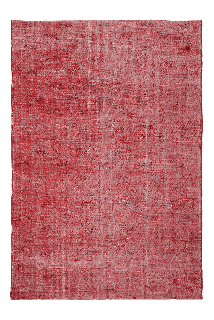 Vintage Isparta Turkish Area Rug 6x9 ft — Red Overdyed (No. 39560)