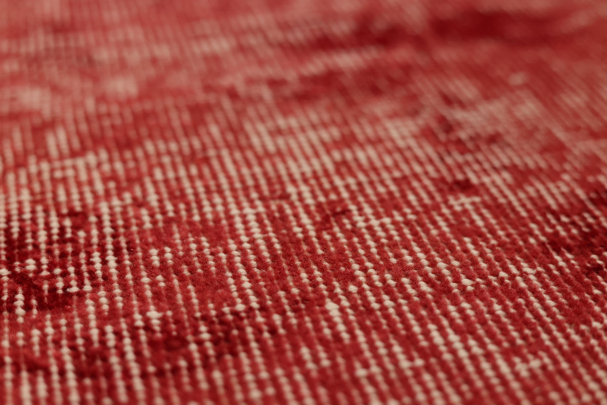 Vintage Isparta Turkish Area Rug 6x9 ft — Red Overdyed (No. 39560)
