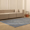Vintage Isparta Turkish Area Rug 5x8 ft — Gray & Blue Overdyed