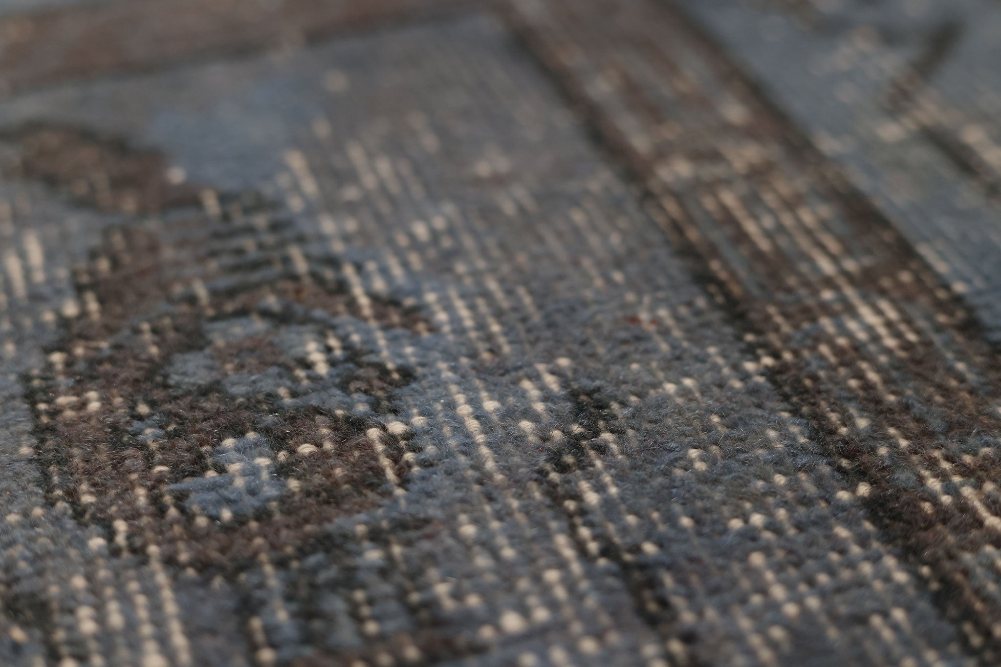 Vintage Isparta Turkish Area Rug 5x8 ft — Gray & Blue Overdyed