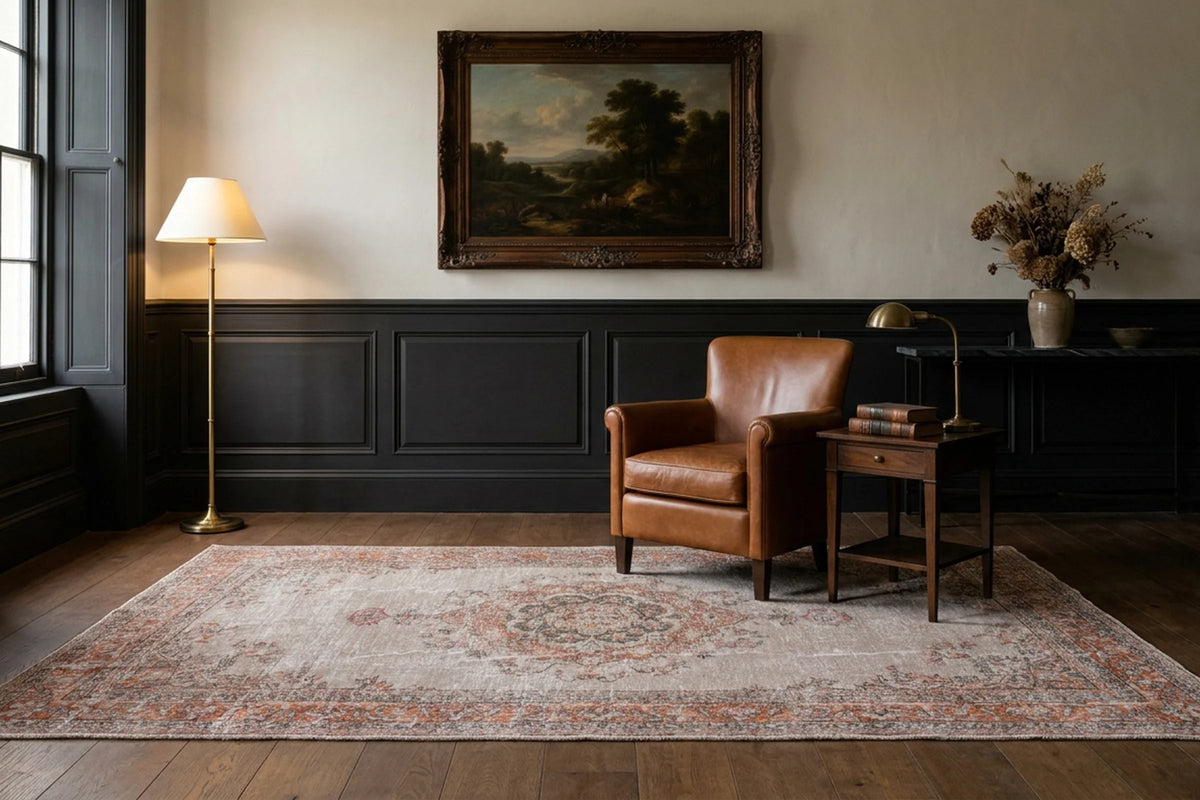 Turkish Area Rug in a styled room