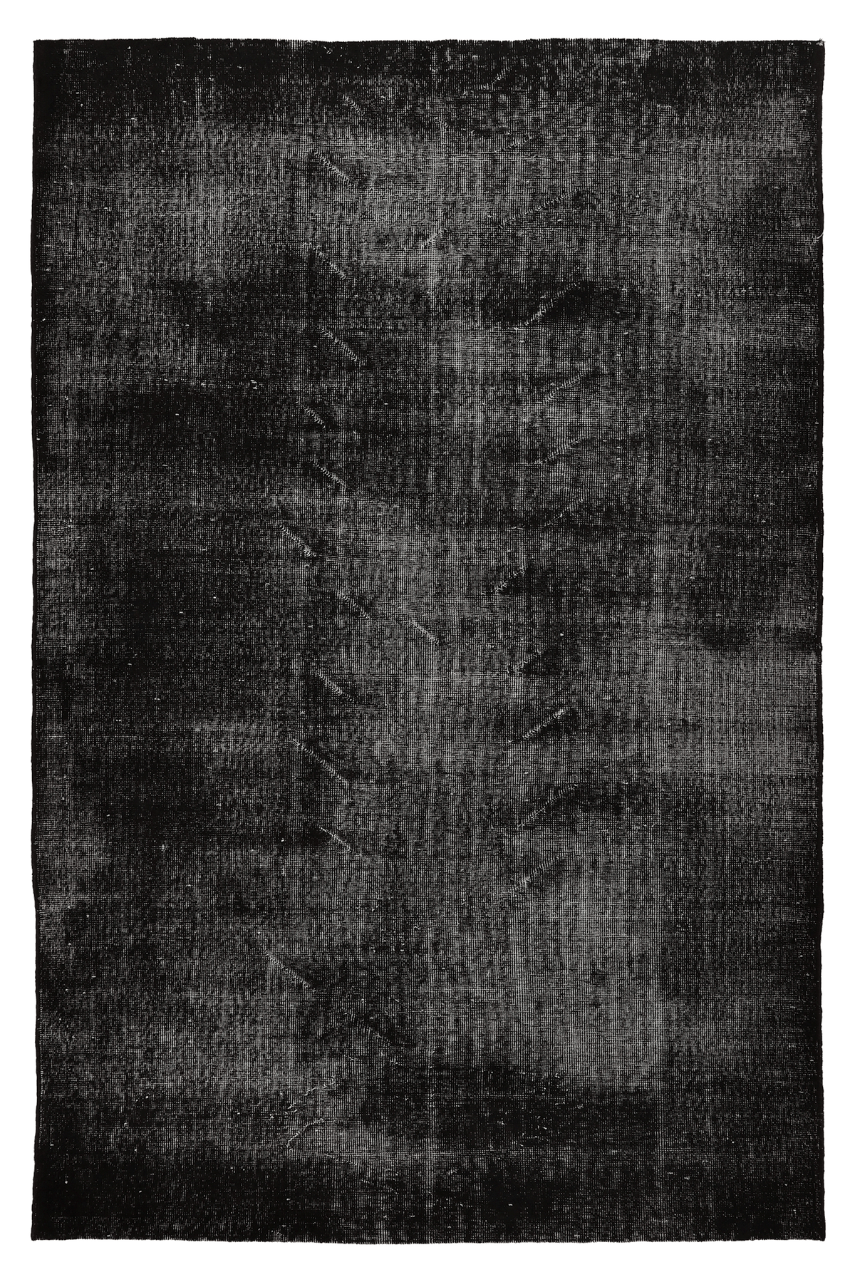 Vintage Isparta Turkish Area Rug 6x9 ft — Gray Overdyed (No. 39563)