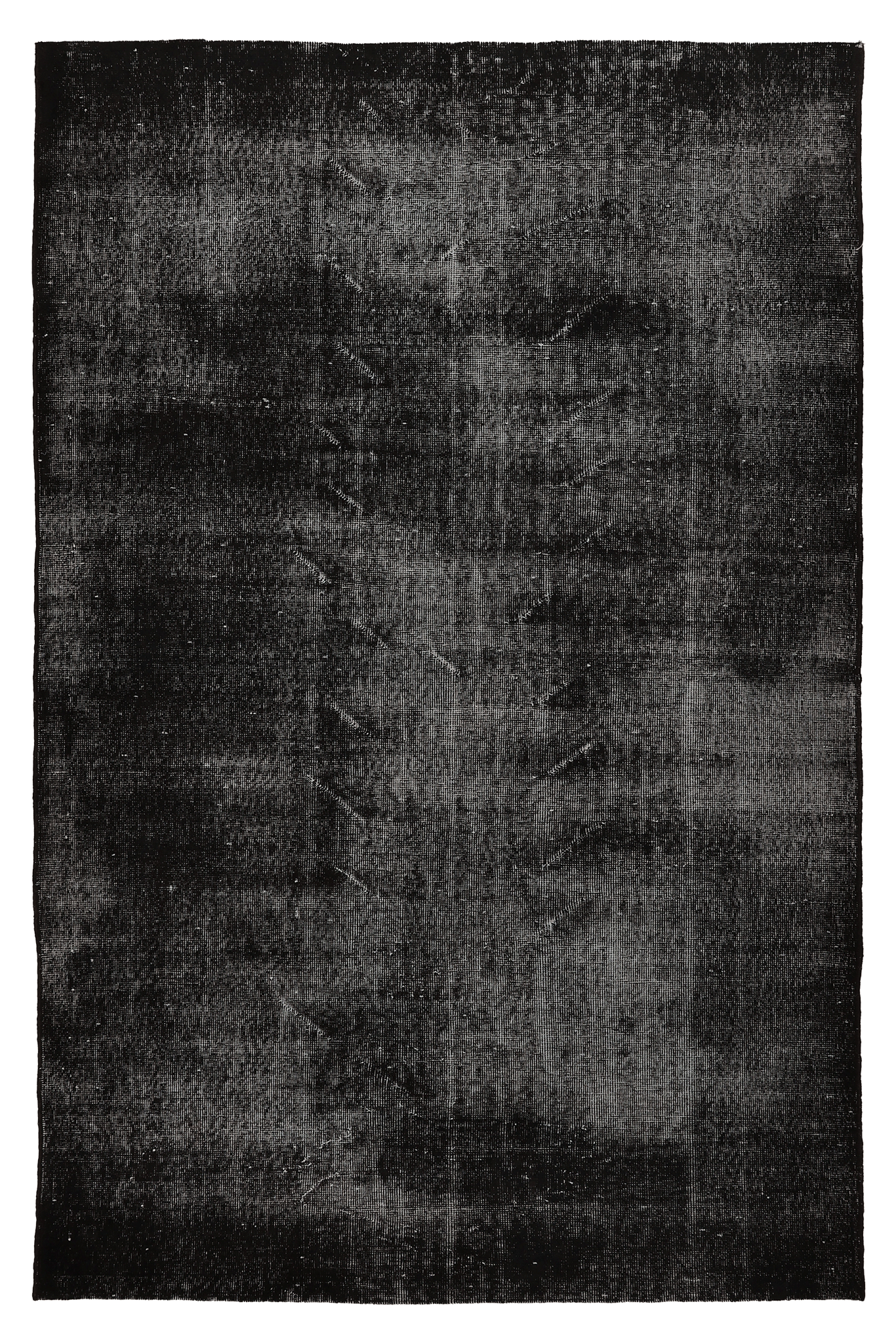 Vintage Isparta Turkish Area Rug 6x9 ft — Gray Overdyed (No. 39563)