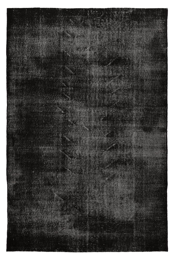 Vintage Isparta Turkish Area Rug 6x9 ft — Gray Overdyed (No. 39563)