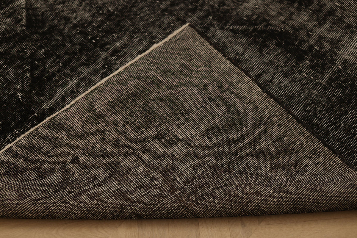 Vintage Isparta Turkish Area Rug 6x9 ft — Gray Overdyed (No. 39563)