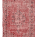 Vintage Isparta Turkish Area Rug 6x9 ft — Red & Gray Overdyed