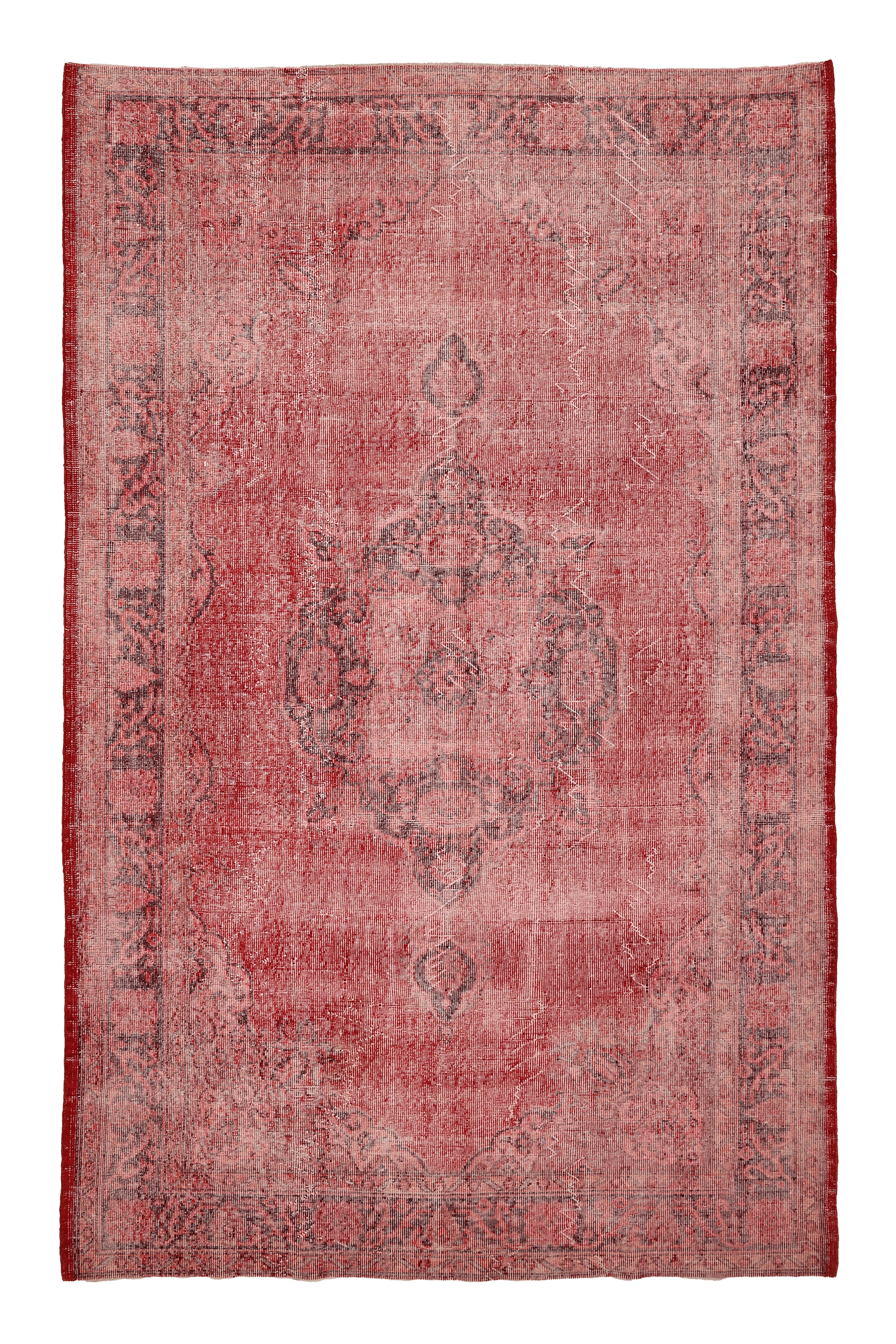 Vintage Isparta Turkish Area Rug 6x9 ft — Red & Gray Overdyed