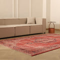 Vintage Isparta Turkish Area Rug 6x9 ft — Red & Gray Overdyed
