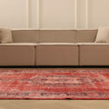 Vintage Isparta Turkish Area Rug 6x9 ft — Red & Gray Overdyed