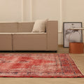 Vintage Isparta Turkish Area Rug 6x9 ft — Red & Gray Overdyed