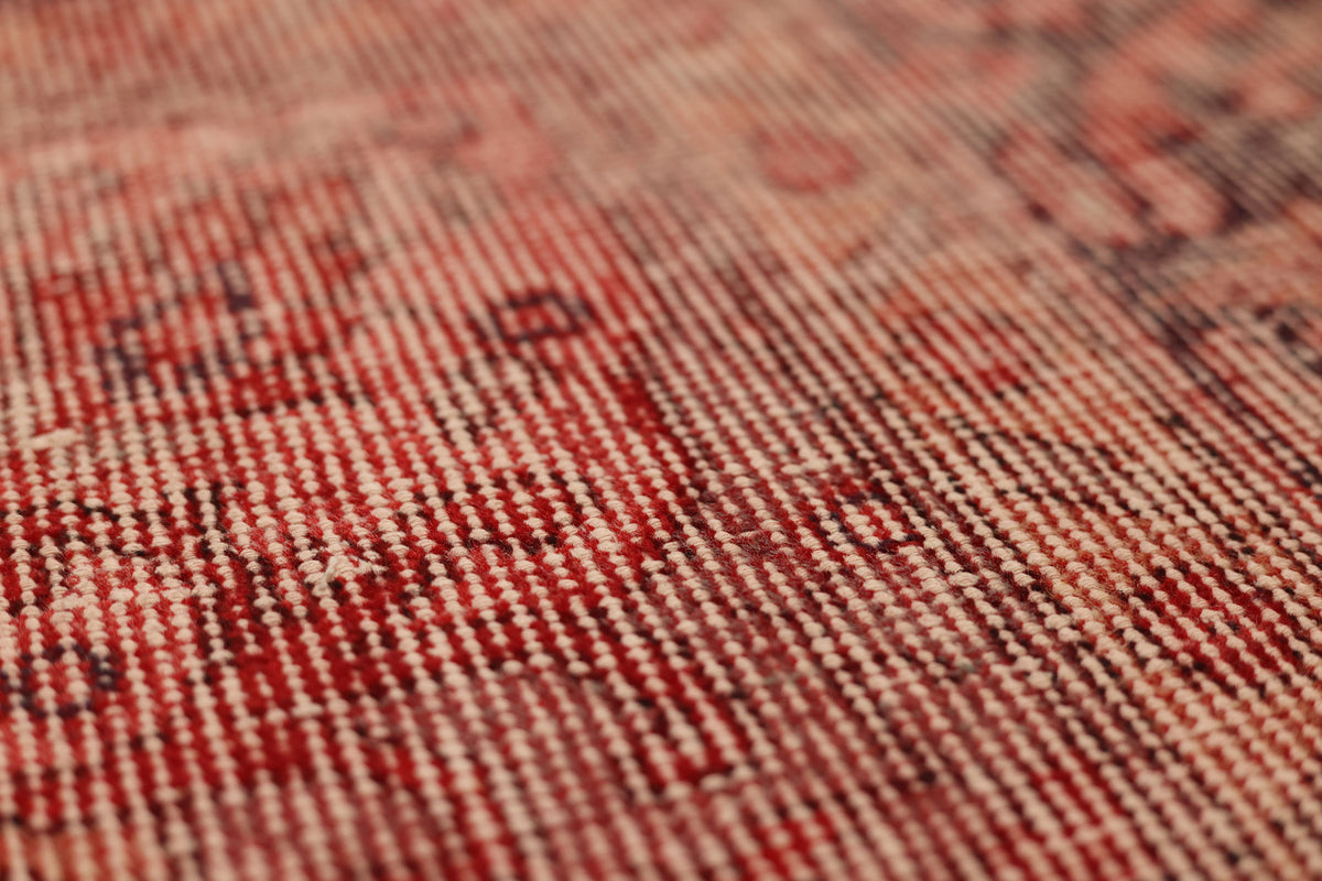 Vintage Isparta Turkish Area Rug 6x9 ft — Red & Gray Overdyed