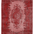 Vintage Isparta Turkish Area Rug 6x9 ft — Red & Pink Overdyed