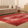 Vintage Isparta Turkish Area Rug 6x9 ft — Red & Pink Overdyed
