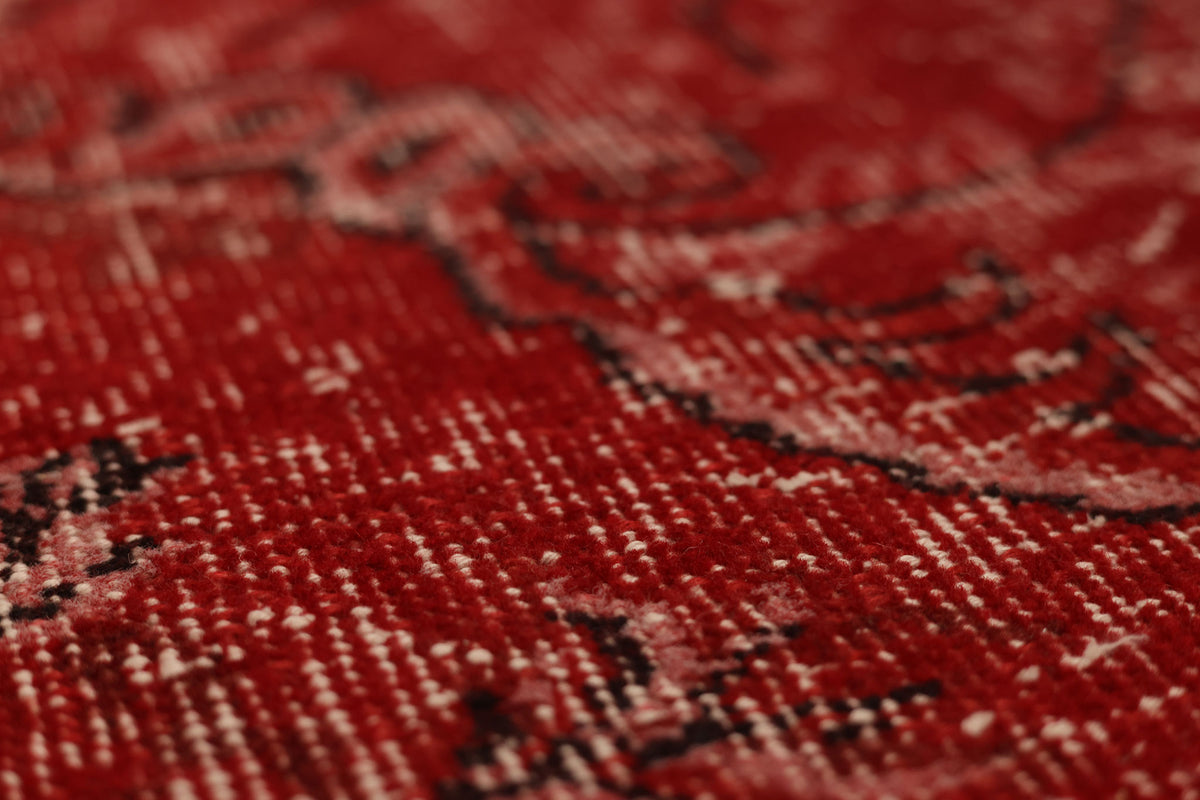 Vintage Isparta Turkish Area Rug 6x9 ft — Red & Pink Overdyed