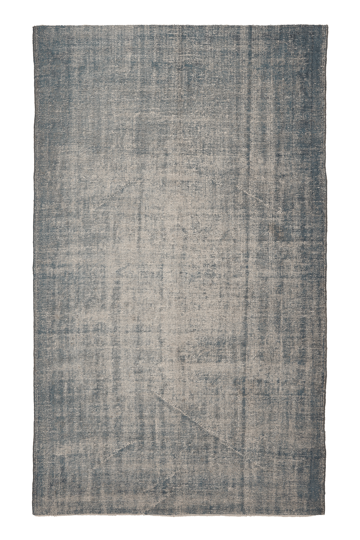 Vintage Manisa Turkish Area Rug 5x9 ft — Blue & Gray minimalist