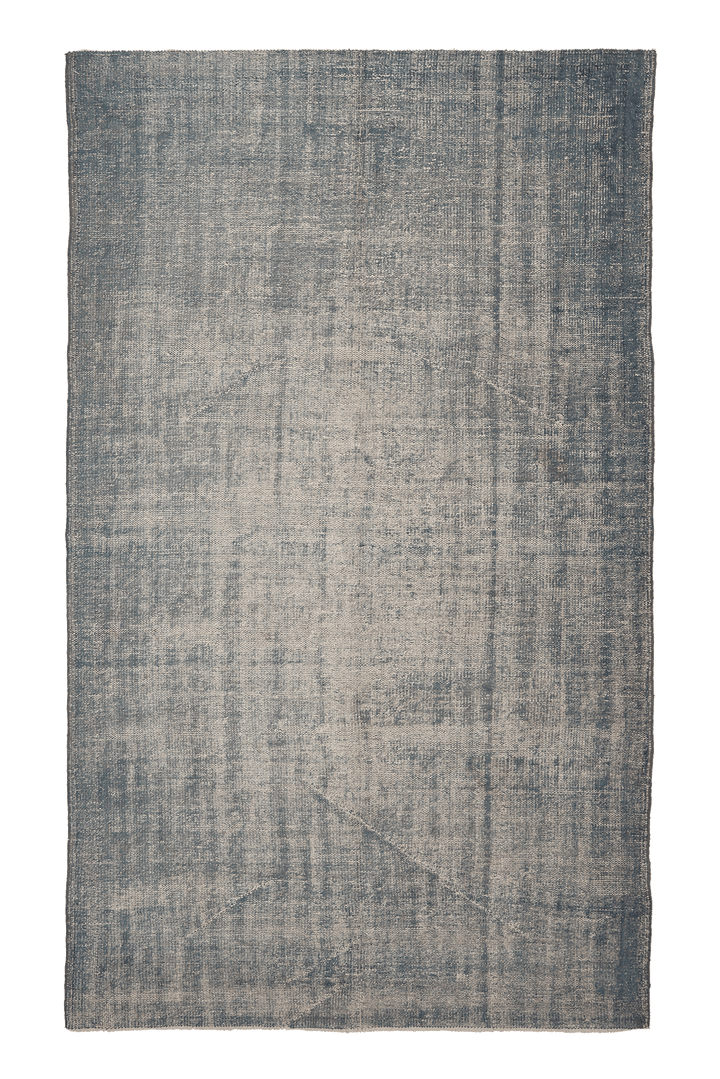 Vintage Manisa Turkish Area Rug 5x9 ft — Blue & Gray minimalist