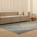 Vintage Manisa Turkish Area Rug 5x9 ft — Blue & Gray minimalist