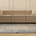 Vintage Manisa Turkish Area Rug 5x9 ft — Blue & Gray minimalist