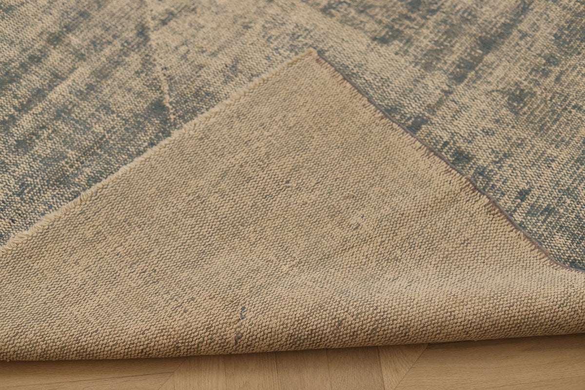 Vintage Manisa Turkish Area Rug 5x9 ft — Blue & Gray minimalist