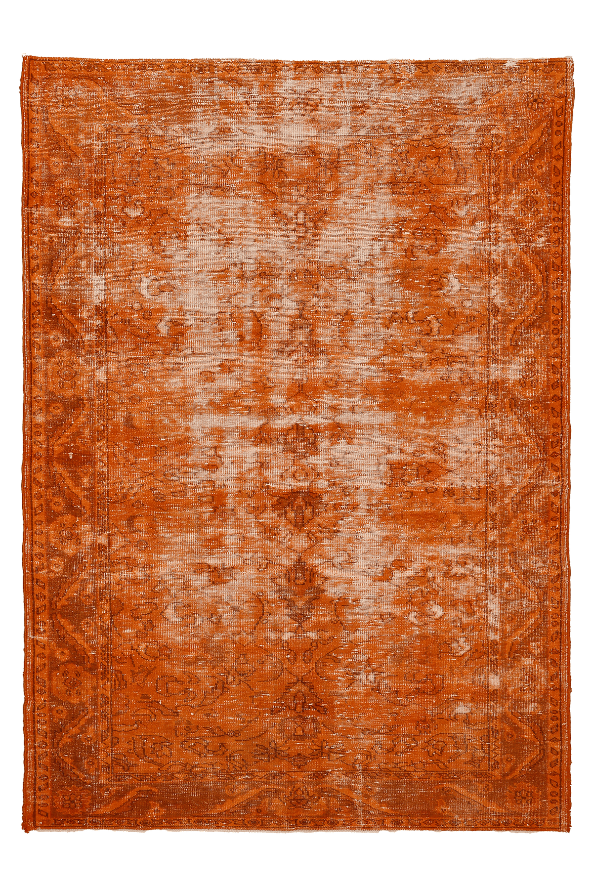 Vintage Manisa Turkish Area Rug 6x9 ft — Orange Overdyed (No. 39567)