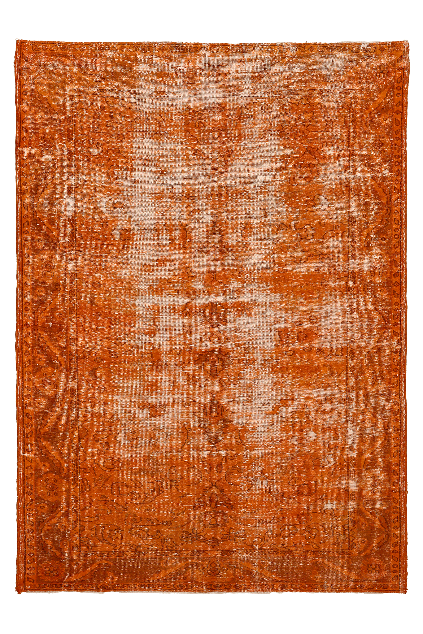 Vintage Manisa Turkish Area Rug 6x9 ft — Orange Overdyed (No. 39567)