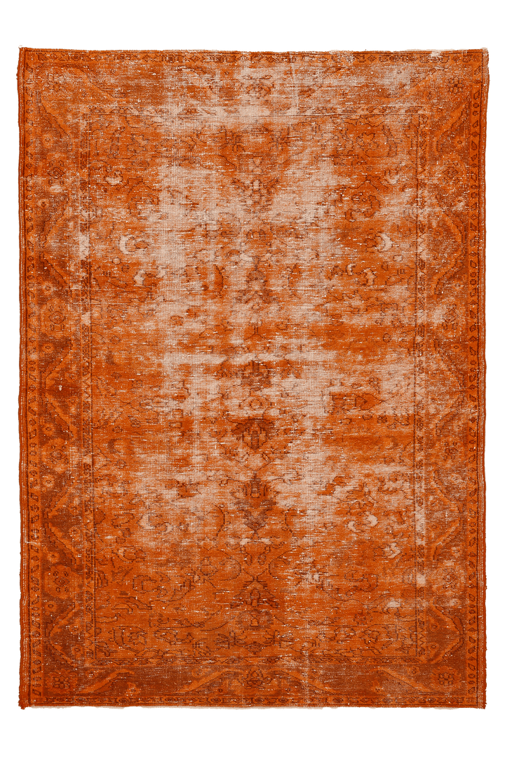 Vintage Manisa Turkish Area Rug 6x9 ft — Orange Overdyed (No. 39567)