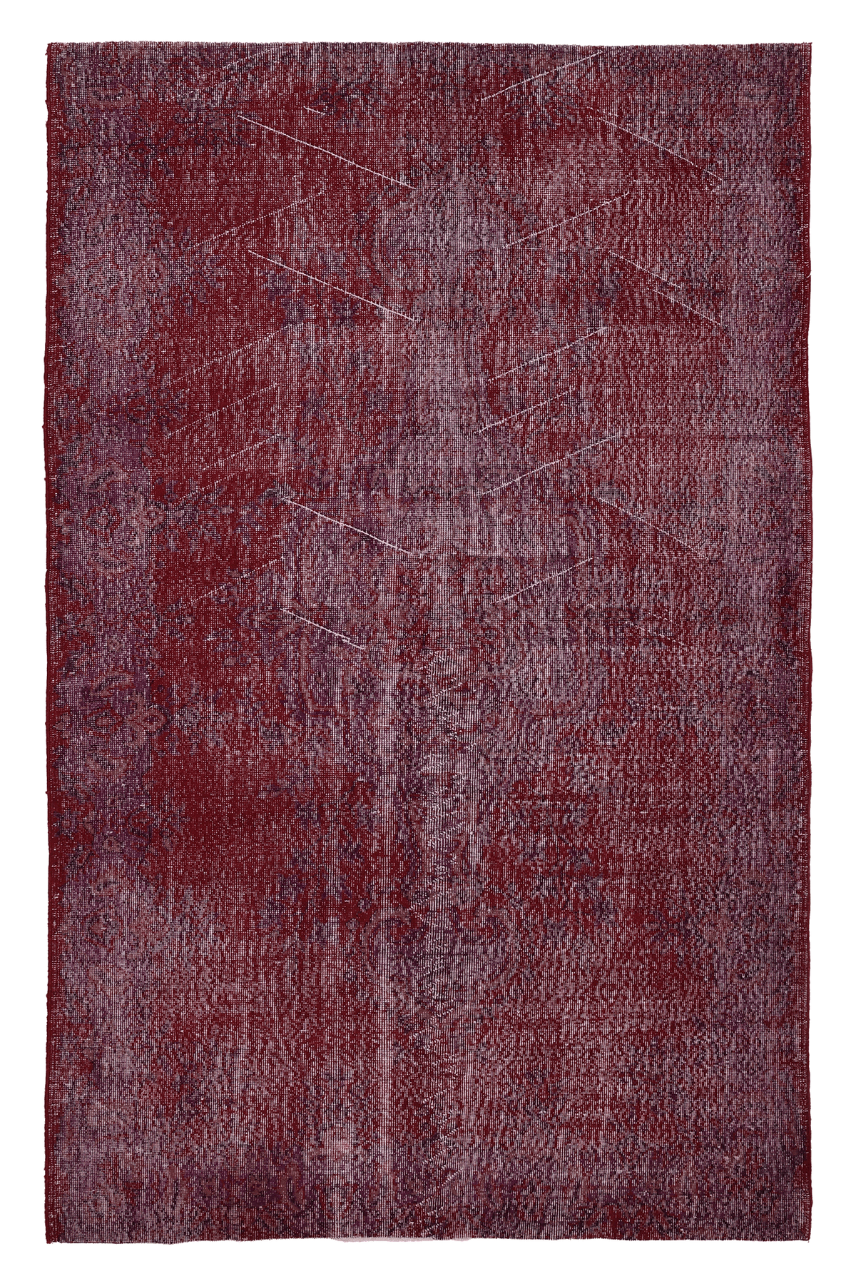Vintage Isparta Turkish Area Rug 5x9 ft — Red Overdyed (No. 39571)