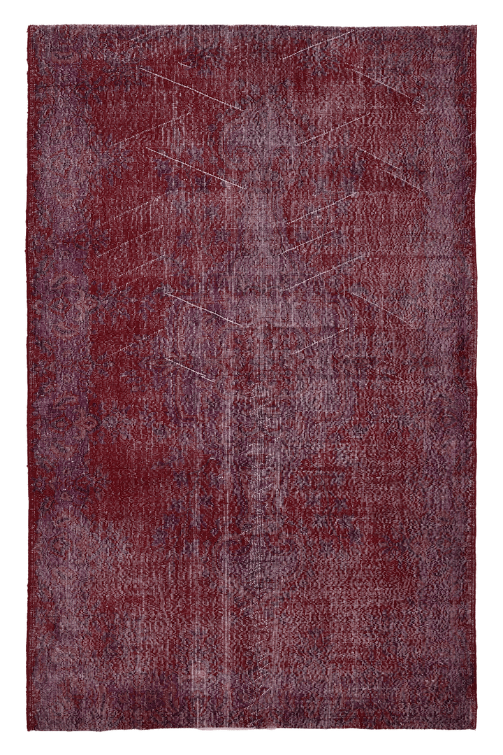Vintage Isparta Turkish Area Rug 5x9 ft — Red Overdyed (No. 39571)