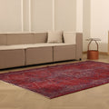 Vintage Isparta Turkish Area Rug 5x9 ft — Red Overdyed (No. 39571)