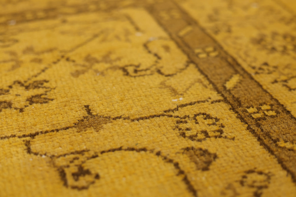 Vintage Isparta Turkish Area Rug 6x9 ft — Yellow & Brown Floral