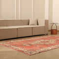 Vintage Isparta Turkish Area Rug 5x9 ft — Red & Beige Floral (No. 39573)