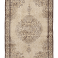 Vintage Isparta Turkish Area Rug 5x8 ft — Beige & Brown Floral (No. 39576)