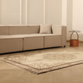 Vintage Isparta Turkish Area Rug 5x8 ft — Beige & Brown Floral (No. 39576)
