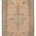 Vintage Isparta Turkish Area Rug 6x9 ft — Beige & Brown Floral (No. 39577)