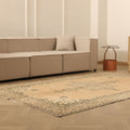 Vintage Isparta Turkish Area Rug 6x9 ft — Beige & Brown Floral (No. 39577)