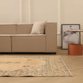 Vintage Isparta Turkish Area Rug 6x9 ft — Beige & Brown Floral (No. 39577)