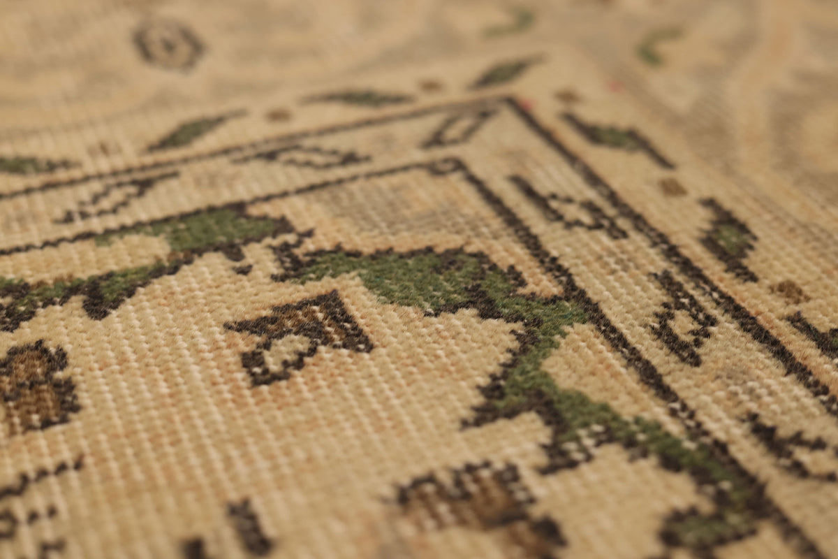 Vintage Isparta Turkish Area Rug 6x9 ft — Beige & Brown Floral (No. 39577)
