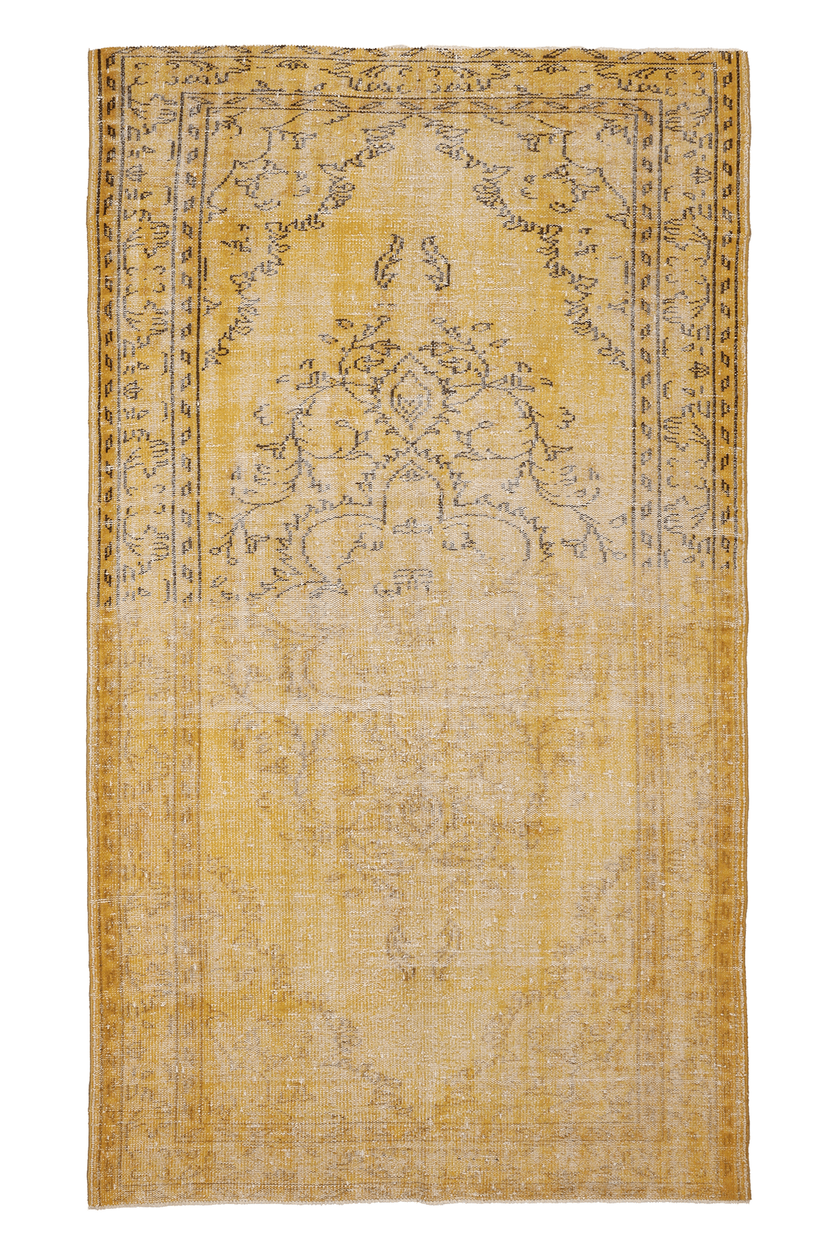 Vintage Manisa Turkish Area Rug 5x9 ft — Yellow Overdyed