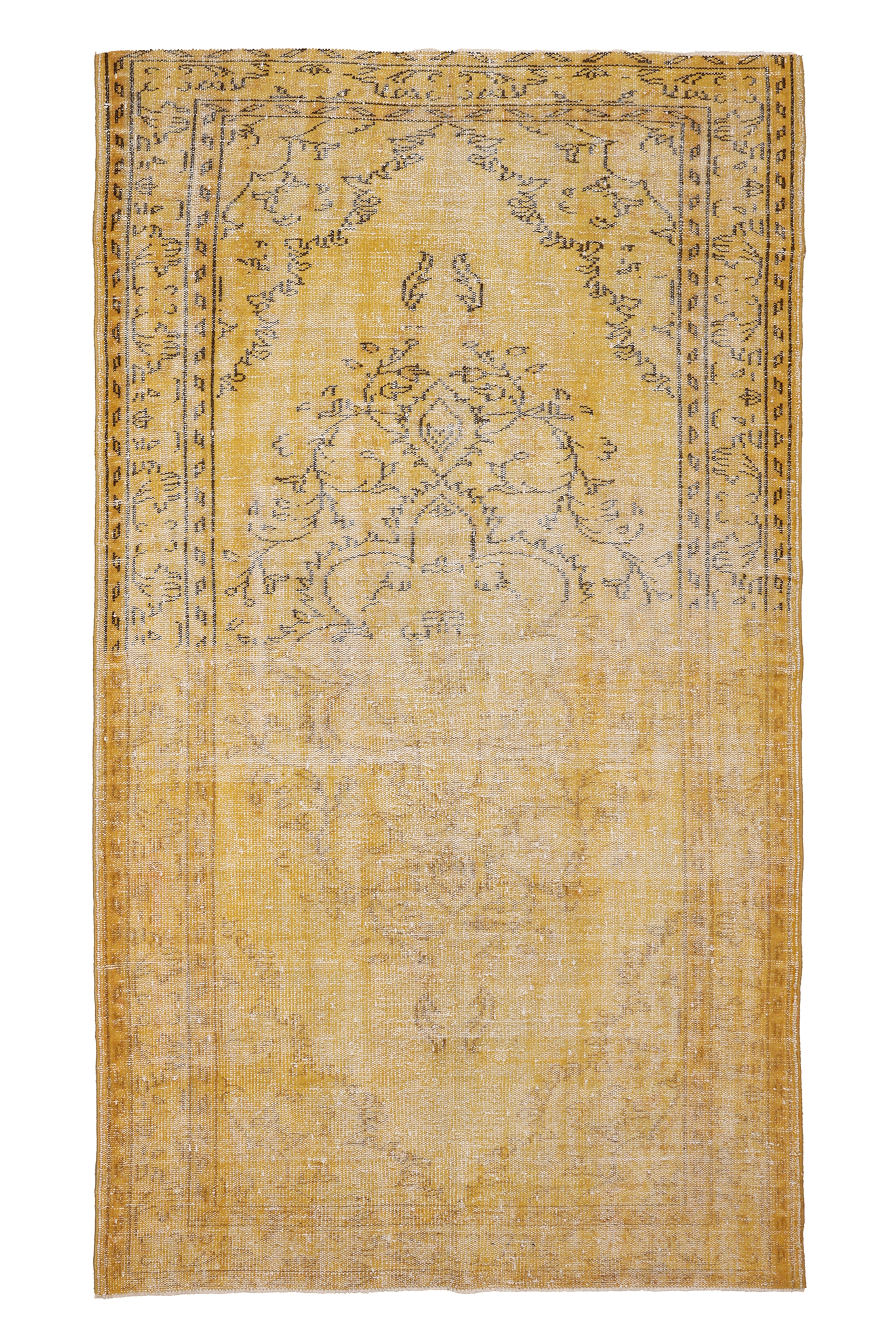 Vintage Manisa Turkish Area Rug 5x9 ft — Yellow Overdyed
