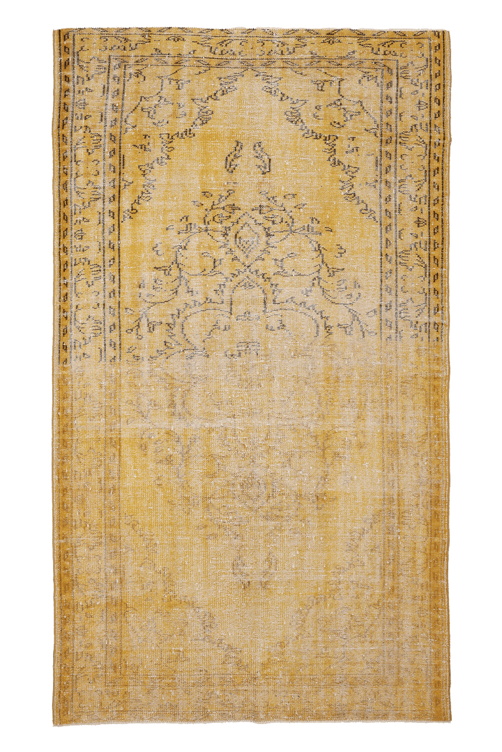 Vintage Manisa Turkish Area Rug 5x9 ft — Yellow Overdyed