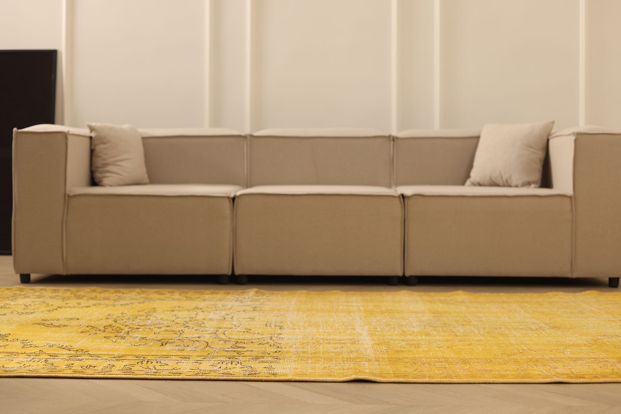 Vintage Manisa Turkish Area Rug 5x9 ft — Yellow Overdyed