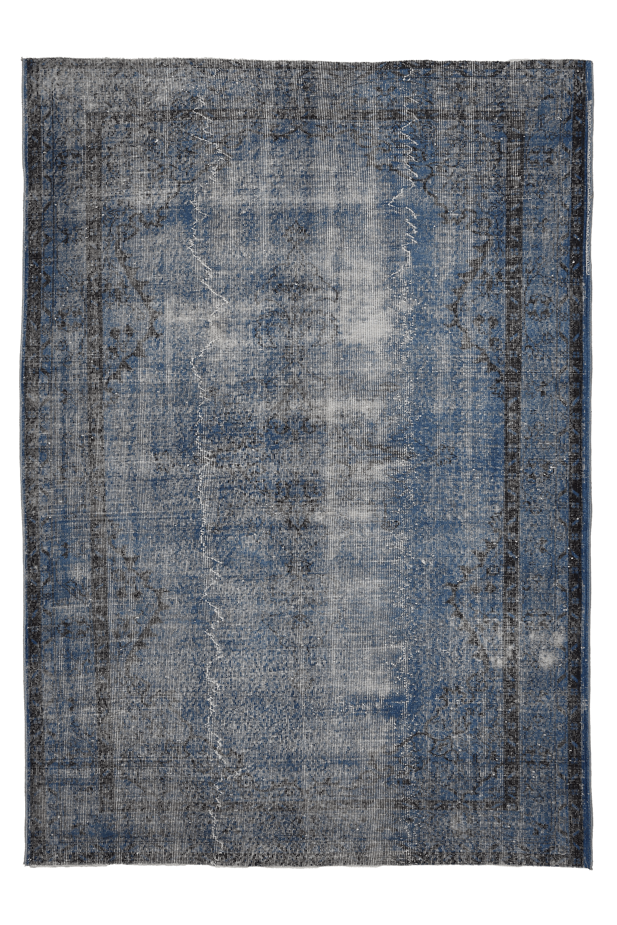 Vintage Isparta Turkish Area Rug 6x8 ft — Blue & Gray Overdyed